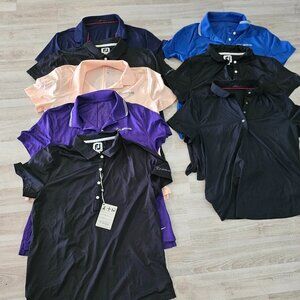13 Ladies Golf Shirts  - Various Colors/ Logos - Mixed Med and Lg sizes